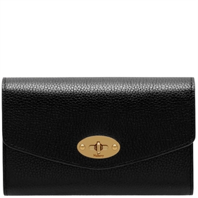 Mulberry Medium Darley Wallet Black Classic Grain